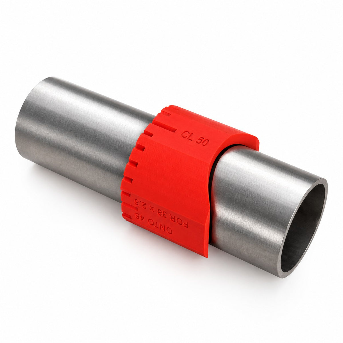 Notch sleeve slid onto the end of a steel tube