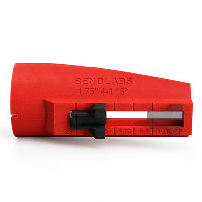 The black slider moves along the rail to the outlet size: 2.5, 2.75, 3 or 3.5 inch on this sleeve