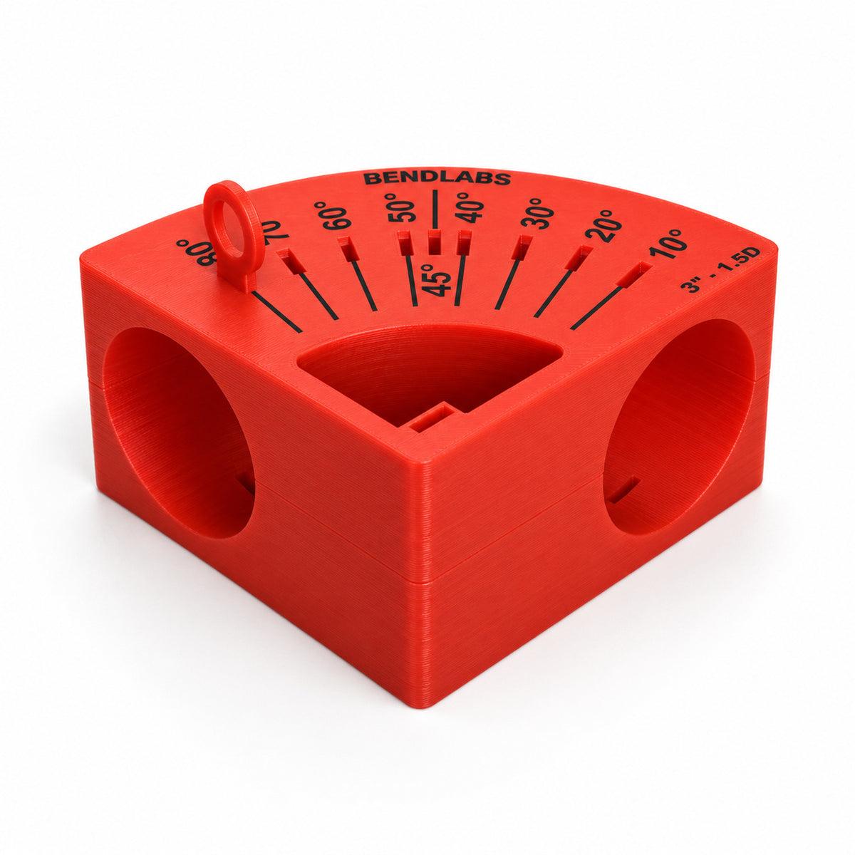 Variable angle mitre jig for 3 inch 1.5D bends with a 10 to 80 degree scale