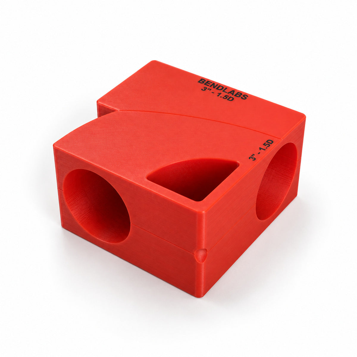 Straight merge marking block for 3 inch 1.5D bends, with the bend block and tube block nested together