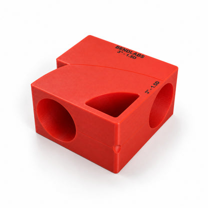 Straight merge marking block for 3 inch 1.5D bends, with the bend block and tube block nested together