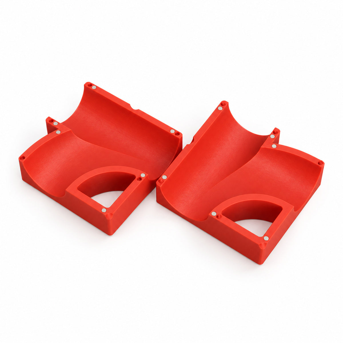 Straight merge block opened to show the bend and tube channels