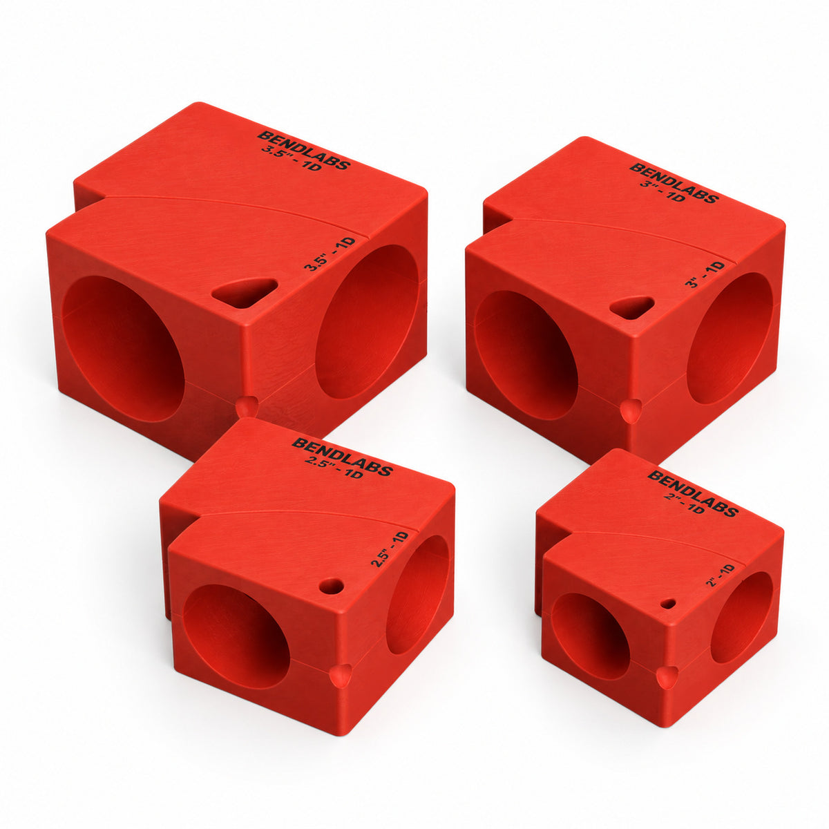 Straight merge marking blocks for 1D bends in four tube sizes