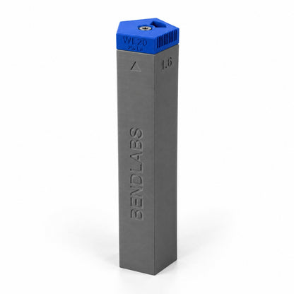 Tungsten holder tube with a blue lid marked WL20, 2% lanthanated
