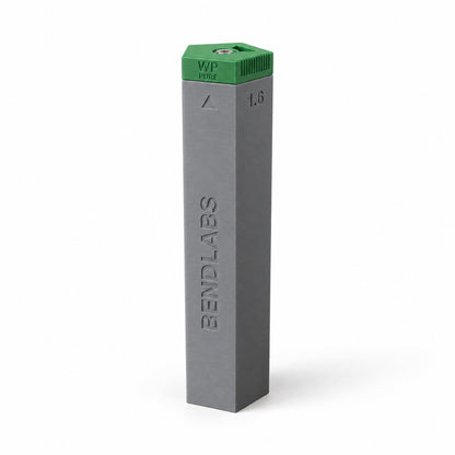 Tungsten holder tube with a green lid marked WP, pure tungsten