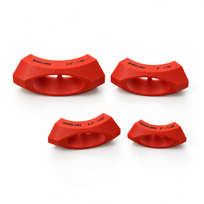 X pipe marking jigs for 1.5D bends in four tube sizes